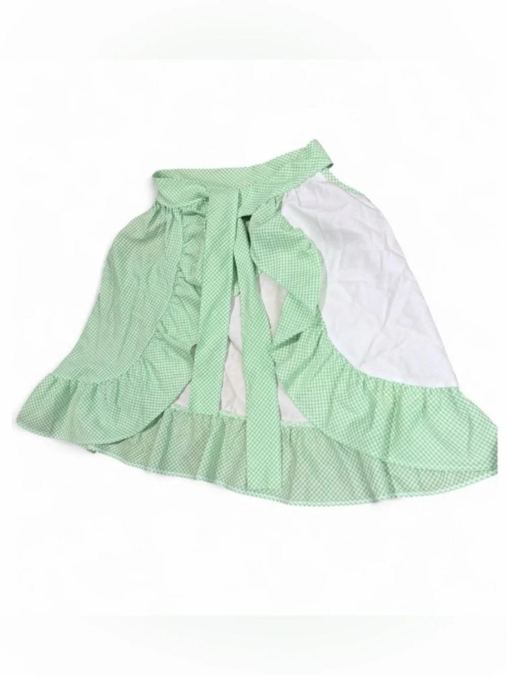 Vintage 80s Cabbage Patch Kids Girl Dress Size 2 Green Gingham Sleeveless tie